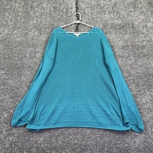 C.J. Banks Top Womens 2X Blue Crew Neck Soft Knit Pullover Plus Casual